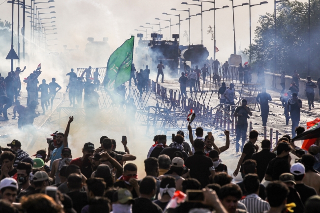 Bağdat'ta gerçekleştirilen protestolar. Fotoğraf: AFP